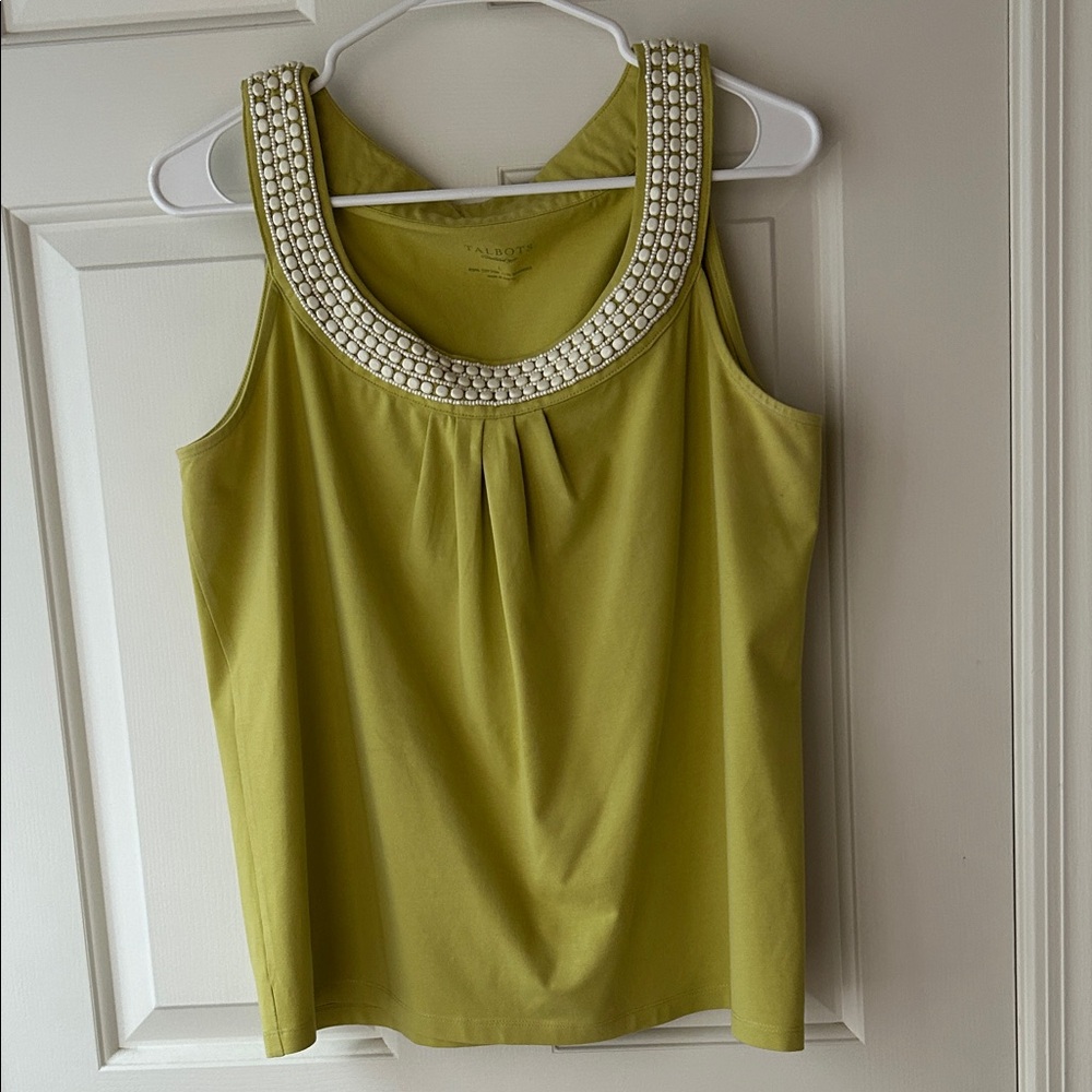 Talbots Lime Green Embellished Tank Top